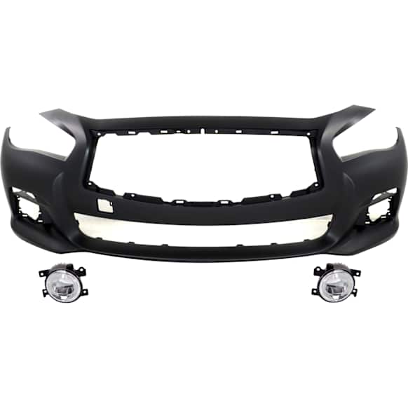 3-Piece Kit Front Primed Bumper Cover, Except Sport Model, Without Parking Aid Sensor Holes, Includes (1) Bumper Cover and (2) Fog Light, CAPA Certified