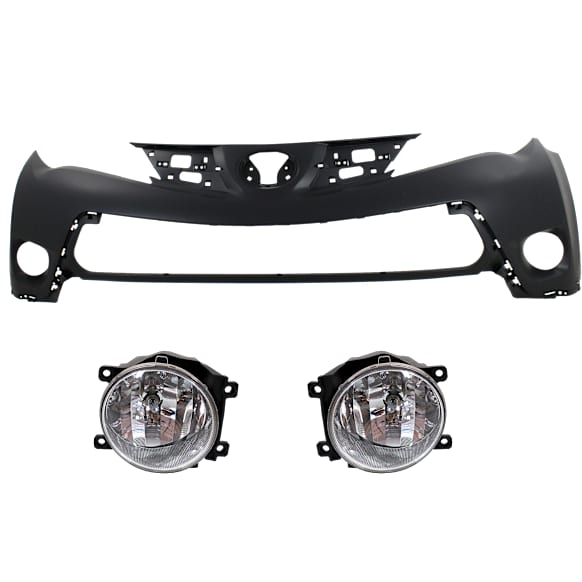 3-Piece Kit Front, Upper Primed Bumper Cover, North America Built Vehicle, CAPA Certified, Includes (1) Bumper Cover and (2) Fog Light