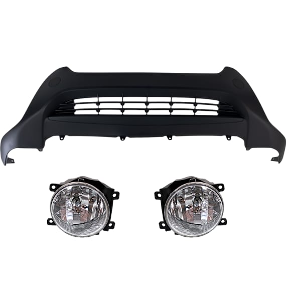 3-Piece Kit Front, Lower Textured Bumper Cover, Includes (1) Bumper Cover and (2) Fog Light