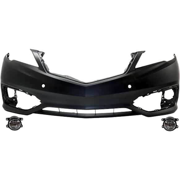 3-Piece Kit Front Primed Bumper Cover, Includes (1) Bumper Cover and (2) Fog Light