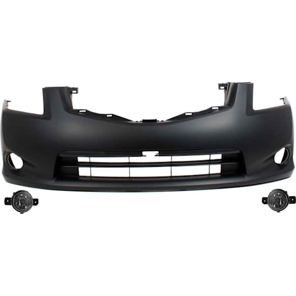 2011 Nissan Sentra - 3-Piece Kit Front Primed Bumper Cover, Includes (1) Bumper Cover and (2) Fog Light