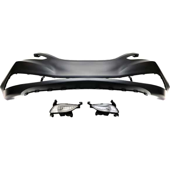 3-Piece Kit Front Primed Bumper Cover, Includes (1) Bumper Cover and (2) Fog Light