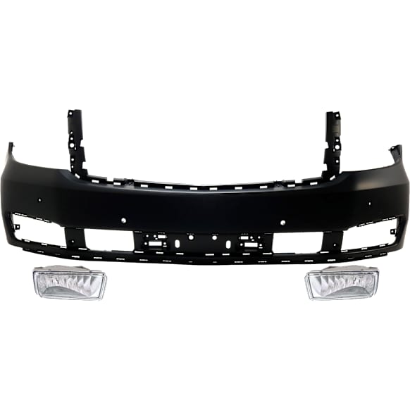 3-Piece Kit Front Primed Bumper Cover, With Parking Aid Sensor Holes, For Models Without Off Road Package, CAPA Certified, Includes (1) Bumper Cover and (2) Fog Light