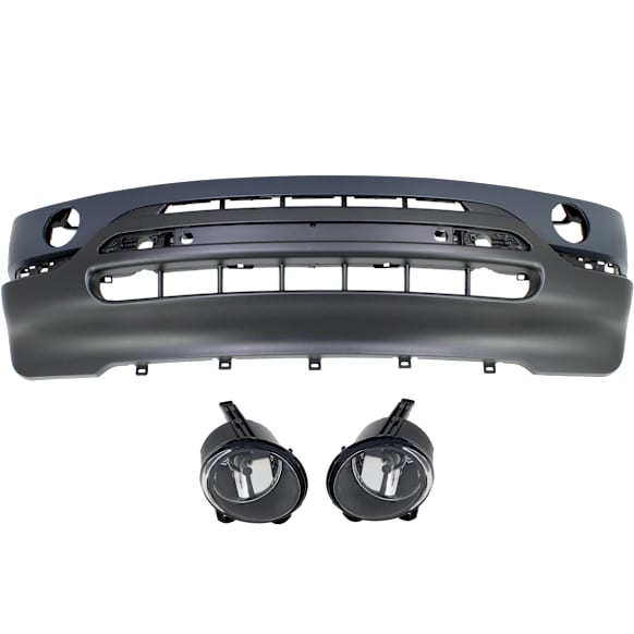 2-Piece Kit Front Primed Bumper Cover, Includes (1) Bumper Cover and (1) Fog Light