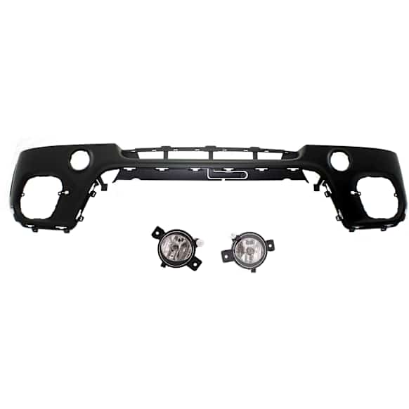 3-Piece Kit Front, Upper Primed Bumper Cover, For Models Without M Package, CAPA Certified, Includes (1) Bumper Cover and (2) Fog Light