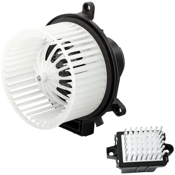 2-Piece Kit Blower Motor Kit, Rear; With Climate Control, includes (1) Blower Motor and (1) Blower Motor Resistor