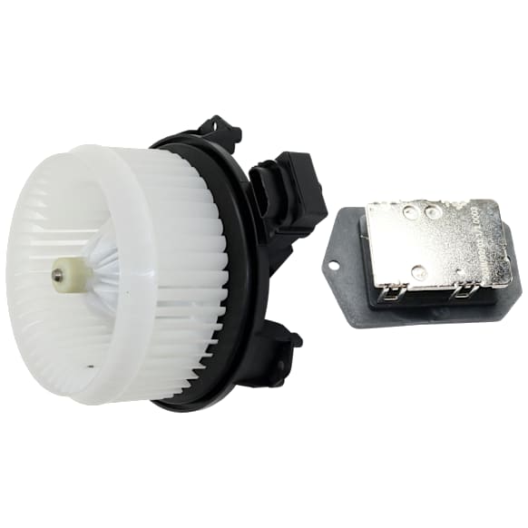 2-Piece Kit Blower Motor Kit, includes (1) Blower Motor and (1) Blower Motor Resistor, Without Climate Control, with 2-Prong Connector