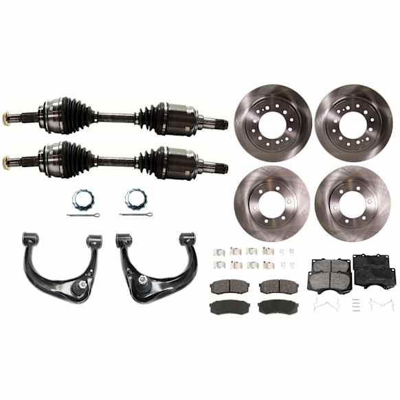 12-Piece Kit Front Axle Assembly, 4WD, Includes Brake Discs, Brake Pad Sets, and Control Arms