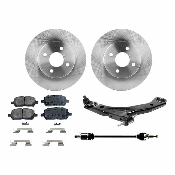 2005-2010 Chevrolet Cobalt - 5-Piece Kit Front, Passenger Side Axle Assembly - New 5-Piece Kit FWD, Includes (2) Brake Disc, (1) Brake Pad Set, (1) Control Arm and (1) Axle Assembly