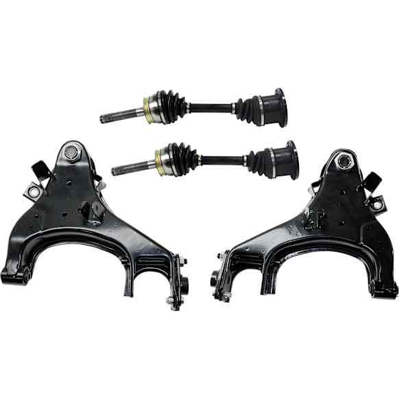7-Piece Kit Front, Driver and Passenger Side Axle Assembly - New 7-Piece Kit 4WD, Includes (2) Brake Disc, (1) Brake Pad Set, (2) Control Arm and (2) Axle Assembly