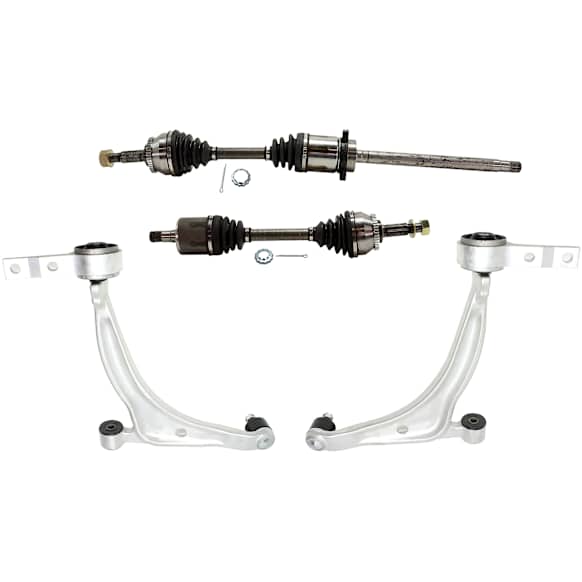 7-Piece Kit Front, Driver and Passenger Side Axle Assembly - New 7-Piece Kit, 3.5L, 6Cyl, Includes (2) Brake Disc, (1) Brake Pad Set, (2) Control Arm and (2) Axle Assembly