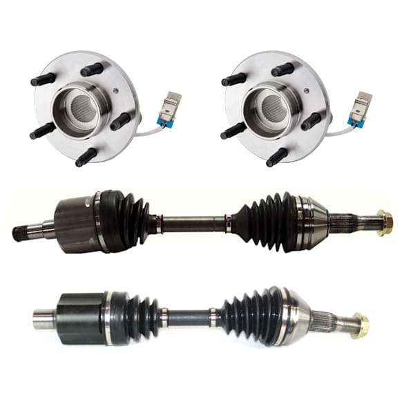 4-Piece Kit Front, Driver and Passenger Side Axle Assembly - New 4-Piece Kit FWD, includes (2) Axle Assembly and (2) Wheel Hub
