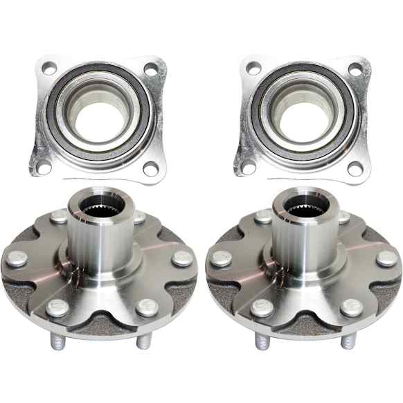 2-Wheel Set Front Wheel Hub, 6 Lugs, Without Bearing, 4WD, Includes (2) Wheel Bearing and (2) Wheel Hub