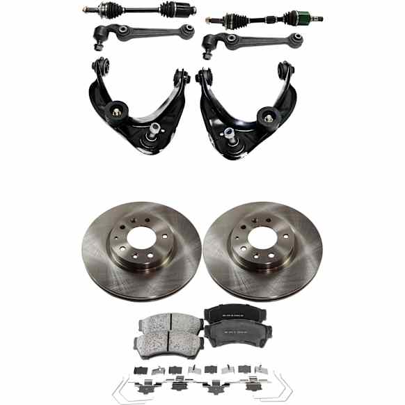9-Piece Kit Axle Assembly - New 9-Piece Kit, 2.3L, 4Cyl, Includes (2) Brake Disc, (1) Brake Pad Set, (4) Control Arm and (2) Axle Assembly