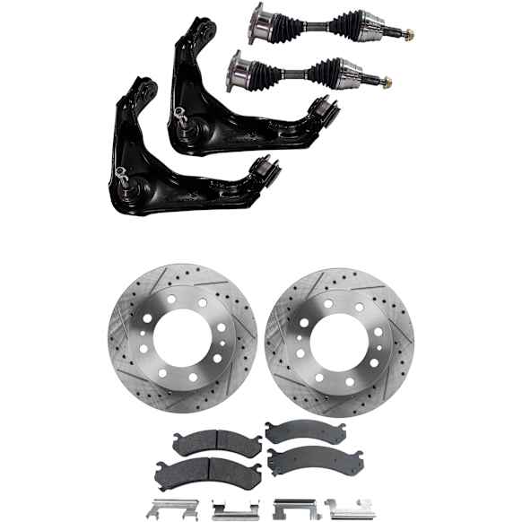 7-Piece Kit Front, Driver and Passenger Side Axle Assembly - New 7-Piece Kit, Includes (1) Brake Pad Set, (2) Axle Assembly, (2) Control Arm and (2) Brake Disc