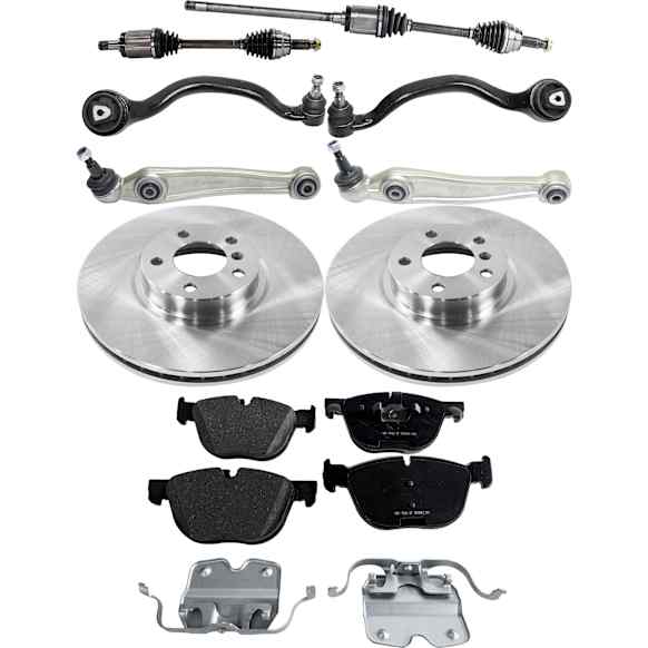 9-Piece Kit Front, Driver and Passenger Side Axle Assembly - New 9-Piece Kit, 3.0L, 6Cyl, Includes (2) Brake Disc, (1) Brake Pad Set, (2) Axle Assembly and (4) Control Arm