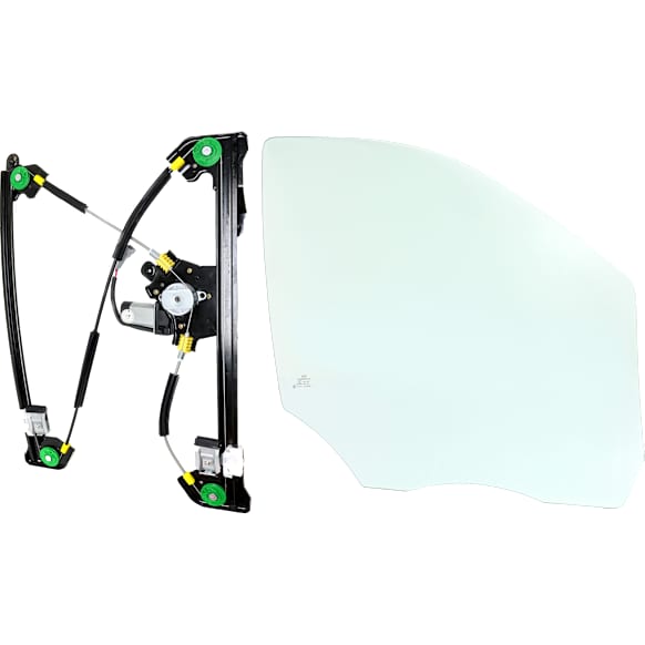 2-Piece Kit Front, Passenger Side Door Glass Kit with Window Regulator, Clear, Replaces NAGS No. DD10462 GTNN, Crew Cab Pickup, Includes (1) Door Glass and (1) Window Regulator