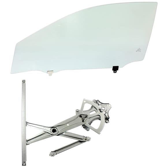 2-Piece Kit Front, Driver Side Door Glass, No Tint, FD23692 GTYN, Includes (1) Door Glass and (1) Window Regulator
