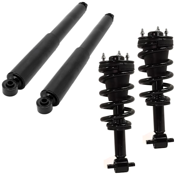 4-Piece Kit Front and Rear, Driver and Passenger Side Shock and Fully Loaded Strut, Crew Cab Pickup/Extended Cab Pickup, For Models without Electronic Suspension