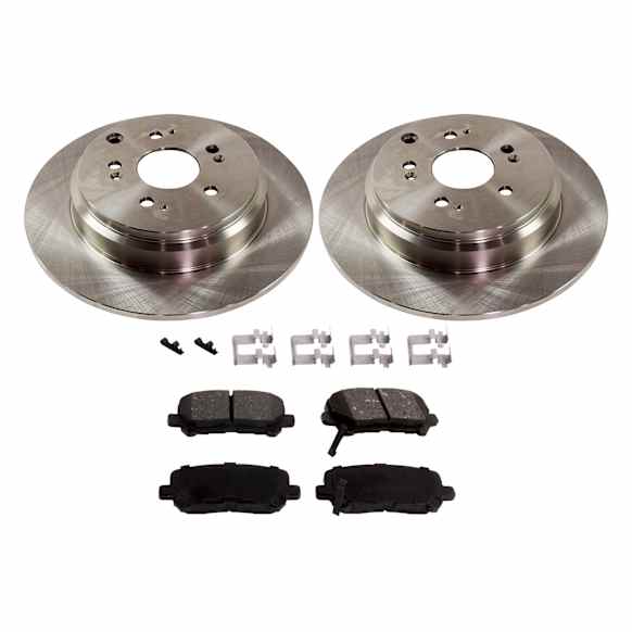 2015 Honda Odyssey - 2-Wheel Set Rear Brake Disc and Pad Kit, Plain Surface, 5 Lugs, 334.01 mm, Ceramic, 3.5L 6Cyl, Premium Friction Series Includes (2) Brake Disc and (1) Brake Pad Set