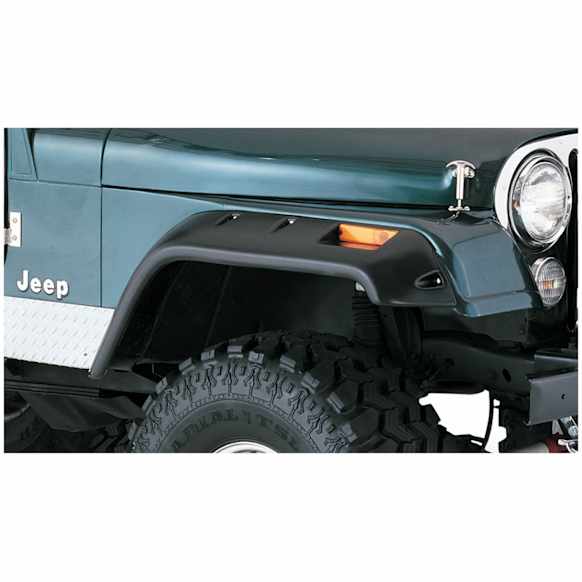 10910-07 Front and Rear, Driver and Passenger Side Fender Flares, Matte Black Cut-out for Jeep Series