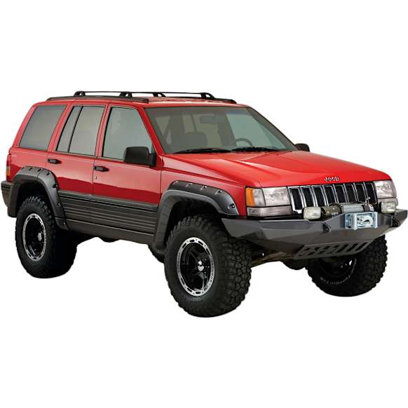 10916-07 Front and Rear, Driver and Passenger Side Fender Flares, Black Cut-out for Jeep Series
