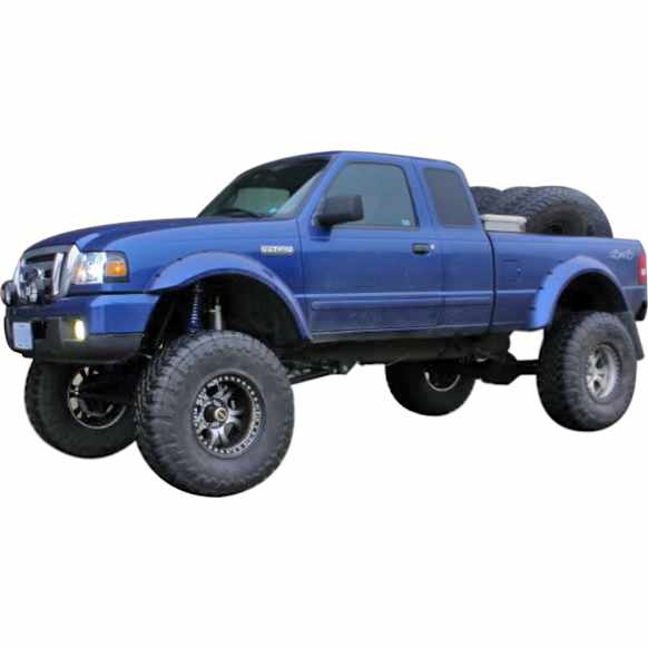 1996 Ford Ranger - Rear, Driver and Passenger Side, Fender Flares, Styleside, With Screw Pocket, Tire Coverage 4 in., Black, Cut-Out Series
