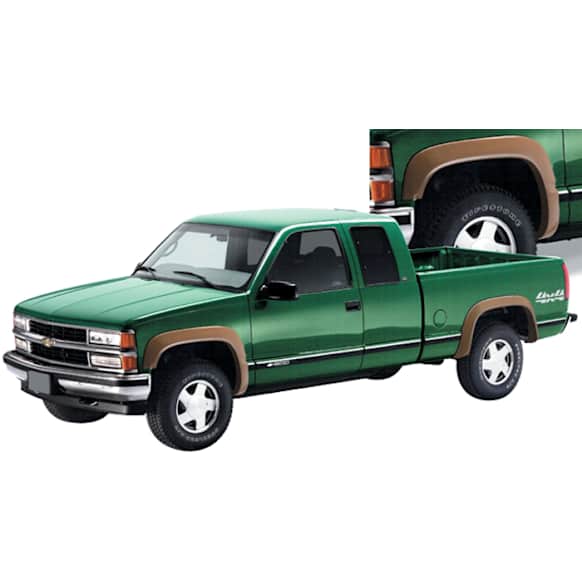 1990 GMC C2500 - Front and Rear, Driver and Passenger Side, Fender Flares, Fleetside, Tire Coverage 1.75 in., Black, Extend-A-Fender Series