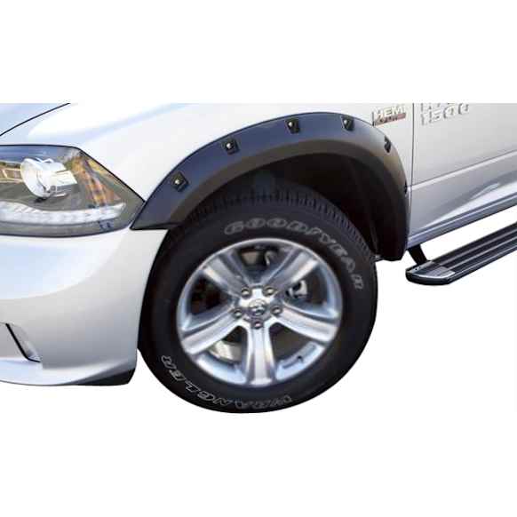 RX109S Front and Rear, Driver and Passenger Side Fender Flares, Black Elite RX-Rivet Style Series