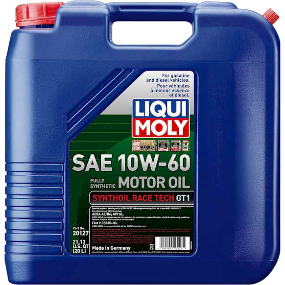 20127 Full Synthetic Motor Oil, 20 Liters, Sold Individually, Synthoil Race Tech GT1 Series