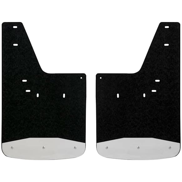 250931 Rear, Driver and Passenger Side Mud Flaps, Textured Black Center/Polished Weight, Rubber and Stainless Steel, Textured Series