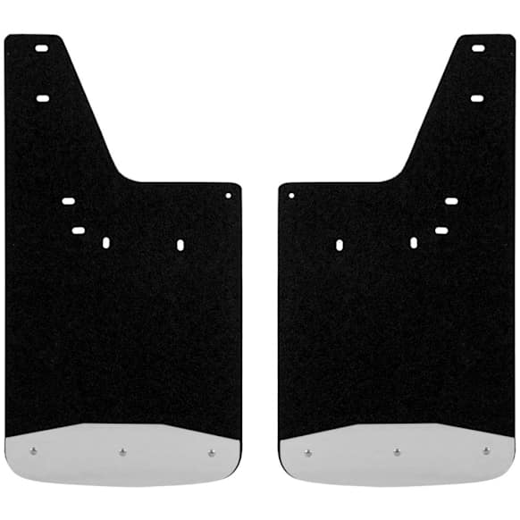 250932 Front, Driver and Passenger Side Mud Flaps, Textured Black Center/Polished Weight, Rubber and Stainless Steel, Textured Series