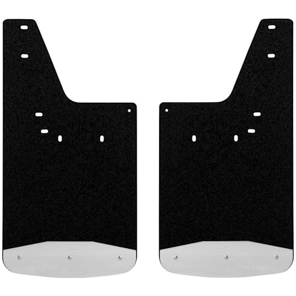 250933 Rear, Driver and Passenger Side Mud Flaps, Textured Black Center/Polished Weight, Rubber and Stainless Steel, Textured Series
