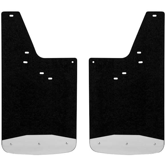 2019 GMC Sierra 1500 Limited - Front, Driver and Passenger Side Mud Flaps, 12 In. X 23 In., Textured Black Center/Polished Weight, Rubber and Stainless Steel