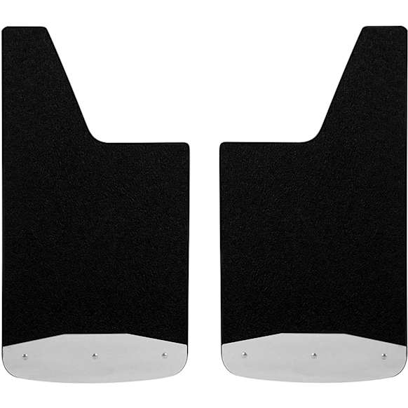 251723 Rear, Driver and Passenger Side Mud Flaps, Textured Black Center/Polished Weight, Rubber and Stainless Steel, Textured Series