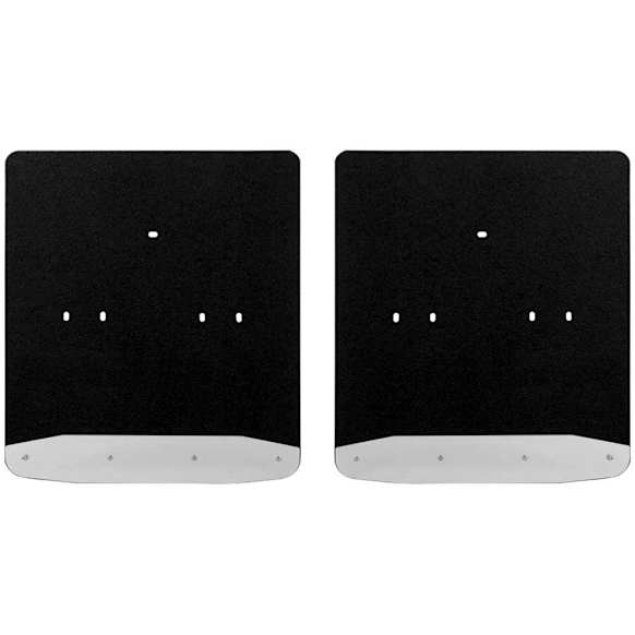 2007 Ford F-350 Super Duty - Rear, Driver and Passenger Side Mud Flaps, 20 X 23 In.; Dually, Textured Black Center/Polished Weight, Rubber and Stainless Steel