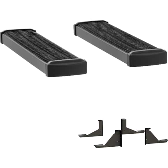 415036-400340 7 in. Grip Step Series Running Boards, Powdercoated Textured Black Non-Powered Aluminum Set of 2