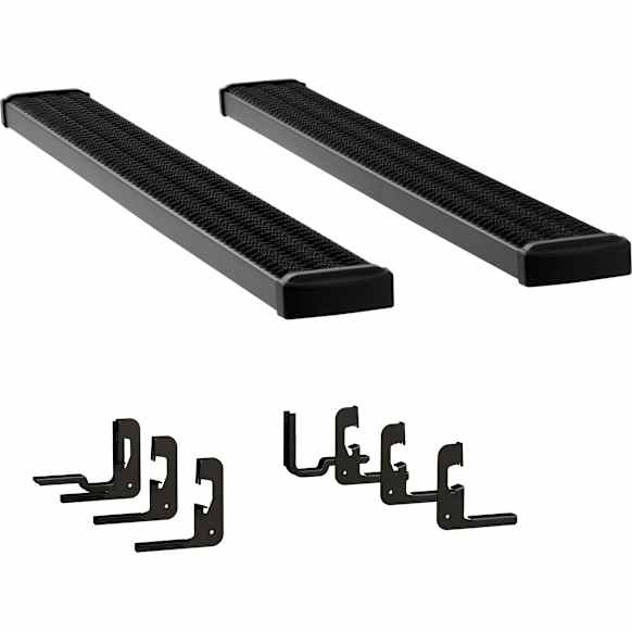 415078-400717 Running Boards, Powdercoated Textured Black, Aluminum, 78.7/78.8/78.9 in. Bed, Standard Cab Pickup, 7 in. Grip Step Series