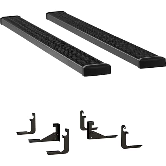 415078-401723 7 in. Grip Step Series Running Boards, Powdercoated Textured Black Non-Powered Aluminum Set of 2