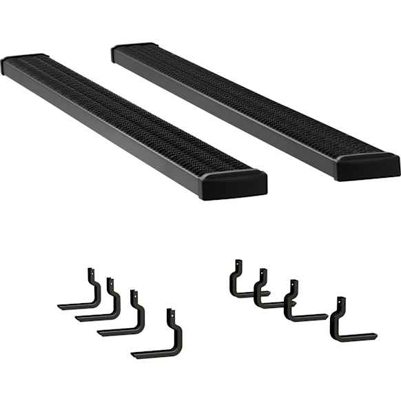 415078-409922 7 in. Grip Step Series Running Boards, Powdercoated Textured Black Non-Powered Aluminum Set of 2