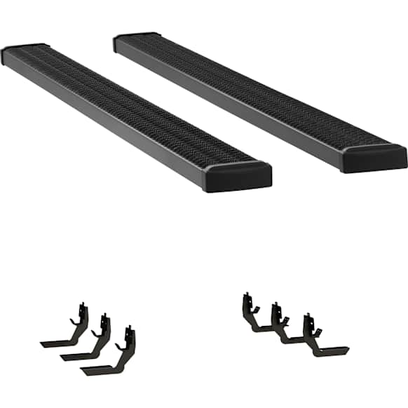 415088-401632 7 in. Grip Step Series Running Boards, Powdercoated Textured Black Non-Powered Aluminum Set of 2