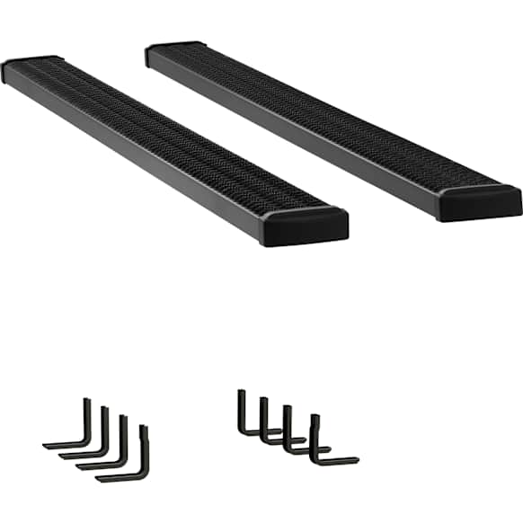415088-409922 7 in. Grip Step Series Running Boards, Powdercoated Textured Black Non-Powered Aluminum Set of 2