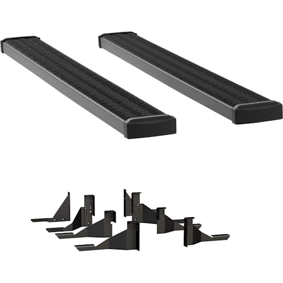 415114-401339 Running Boards, Powdercoated Textured Black, Aluminum, 76.3 in. Bed, Extended Crew Cab Pickup, 7 in. Grip Step Series