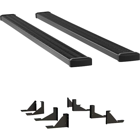 415114-401346 Running Boards, Powdercoated Textured Black, Aluminum, 114 in. Length, 155.0 in. Wheelbase, For Long Models, 7 in. Grip Step Series