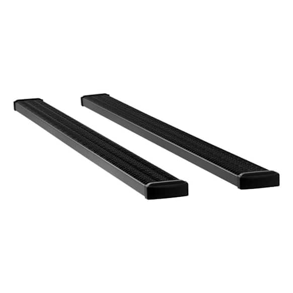 415114-401530 Running Boards, Powdercoated Textured Black, Aluminum, 7 in. Wide Stepping Surface, 114 in. Length, Crew Cab Pickup/Extended Cab Pickup, 78.9/97.6 in. Bed, Grip Step Series