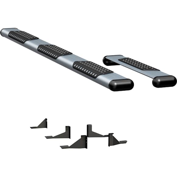 583100-570344 Running Boards, Powdercoated Silver, Aluminum, 36 in. and 98 in. Length, 135.0 in. Wheelbase, For Long/Short Models, O-Mega II 6 in. Series