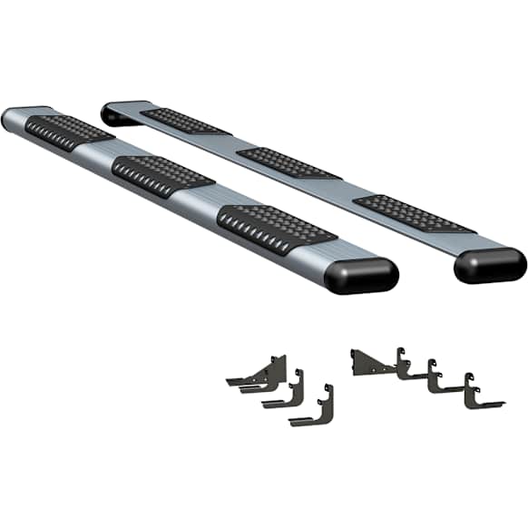 583114-571529 Running Boards, Powdercoated Silver, Aluminum, 97.6 in. Bed, Extended Cab Pickup, O-Mega II 6 in. Series