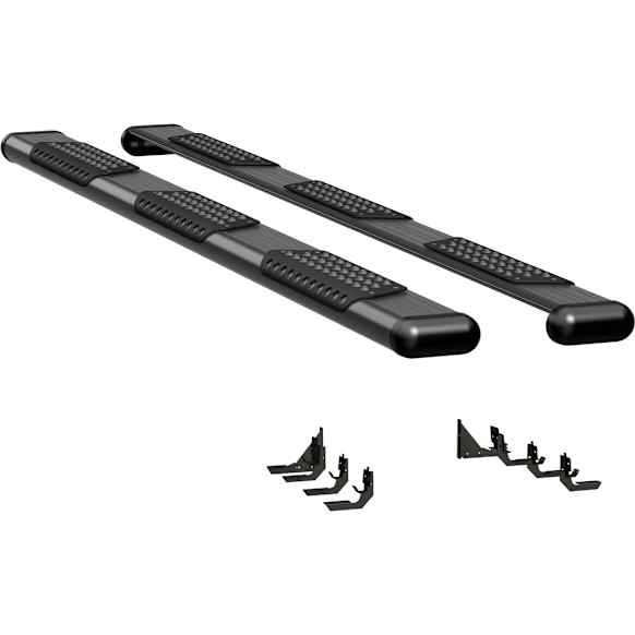 584114-571338 Running Boards, Powdercoated Textured Black, Aluminum, 76.3 in. Bed, Extended Crew Cab Pickup, O-Mega II 6 in. Series