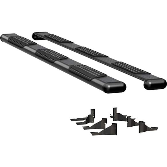 584125-571439 Running Boards, Powdercoated Textured Black, Aluminum, 98.3 in. Bed, Crew Cab Pickup, O-Mega II 6 in. Series