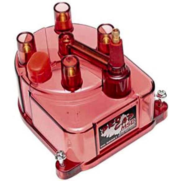 82921 Pro-Cap Series Distributor Cap - Red, fitted with an MSD Power Tower for MSD Blaster Coil